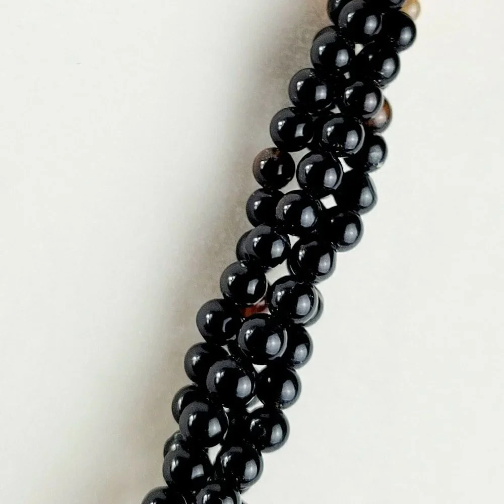 Vintage Black Agate & Angelskin Coral Multi-strand Necklace 28